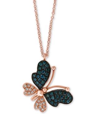 Effy Diamond Butterfly 18 Pendant Necklace (1/5 Ct. T.w.) In 14k Rose Gold