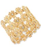 M. Haskell For Inc Gold-tone Floral Crystal Three Layer Stretch Bracelet, Only At Macy's
