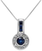 Sapphire (5/8 Ct. T.w.) And Diamond (1/5 Ct. T.w.) Circle Pendant Necklace In 14k White Gold
