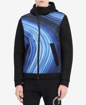 Calvin Klein Men's Ck One Printed Asymmetrical Full-zip Hooded Jacket