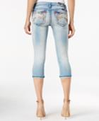 Miss Me Embroidered Cropped Light Blue Wash Jeans