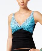 Profile By Gottex Cocoon Printed D-cup Plunge Tankini Top Women's Swimsuit