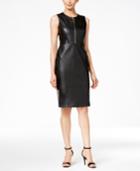 Calvin Klein Faux-leather Zip-front Sheath Dress
