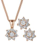 Chater Club Cubic Zirconia Flower Pendant Necklace And Earrings