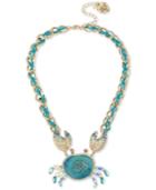 Betsey Johnson Two-tone Multi-stone Crab Pendant Necklace, 16 + 3 Extender