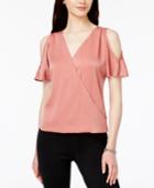 Bar Iii Cold-shoulder Surplice Top, Created For Macy's