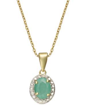 Victoria Townsend 18k Gold Over Sterling Silver Necklace, Emerald (1 Ct. T.w.) And Diamond Accent Oval Pendant