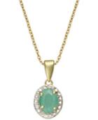 Victoria Townsend 18k Gold Over Sterling Silver Necklace, Emerald (1 Ct. T.w.) And Diamond Accent Oval Pendant