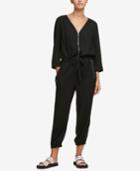 Dkny Zip-trim Drawstring Jumpsuit, Created For Macy's