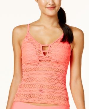 Hula Honey Little Wild One Crochet Illusion Tankini Top Women's Swimsuit