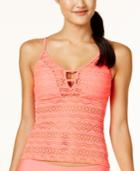 Hula Honey Little Wild One Crochet Illusion Tankini Top Women's Swimsuit