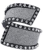 Guess Hematite-tone Cocktail Ring With Clear Crystal And Glitter Swirl Accents