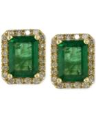 Brasilica By Effy Emerald (1-9/10 Ct. T.w.) And Diamond (1/4 Ct. T.w.) Stud Earrings In 14k Gold, Created For Macy's