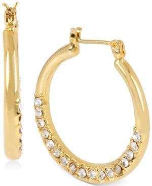 Hint Of Gold Crystal 20mm Hoop Earrings In 14k Gold Over Brass