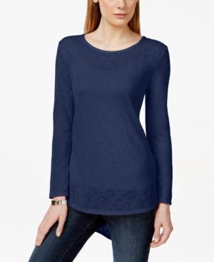 Style & Co. High-low Long-sleeve Tee, Only At Macy's