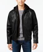 Calvin Klein Men's Faux-leather Hoodie Jacket