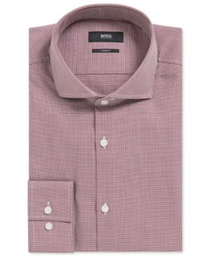 Boss Men's Slim-fit Houndstooth Cotton Dress Shirt