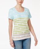 Karen Scott Striped Seahorse-print T-shirt, Only At Macy's