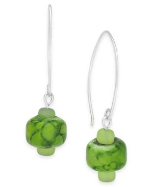 Jody Coyote Glass Bead Drop Earrings In Sterling Silver