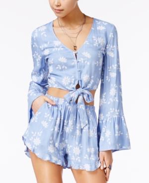 American Rag Printed Bell-sleeve Crop Top, Only At Macy's