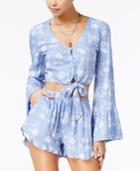 American Rag Printed Bell-sleeve Crop Top, Only At Macy's