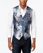 Tallia Men's Blue Silver Floral Vest