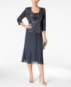 Alex Evenings Sequined Chiffon Midi Dress And Jacket