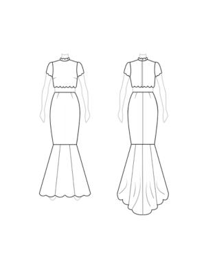 Fame And Partners Estelle 2-pc. Lace Short-sleeve Mermaid Dress