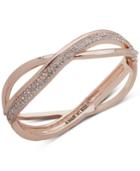 Anne Klein Rose Gold-tone Pave Overlap Bangle Bracelet, Created For Macy's