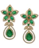 Brasilica By Effy Emerald (5-1/4 Ct. T.w.) And Diamond (1-1/4 Ct. T.w.) Teardrop Earrings In 14k Gold, Created For Macy's