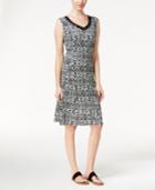 Jm Collection Petite Printed V-neck Dress, Only At Macy's
