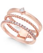 Diamond Three-row Stackable Ring (1/4 Ct. T.w.) In 14k Rose Gold
