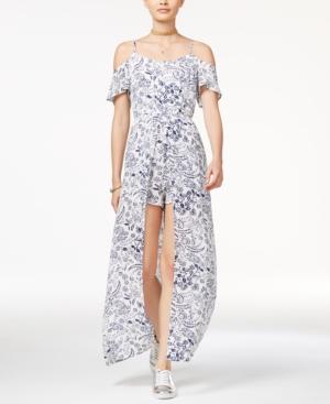 Emerald Sundae Juniors' Printed Maxi-overlay Romper