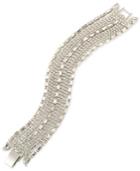 Carolee Silver-tone Crystal Wide Flex Bracelet