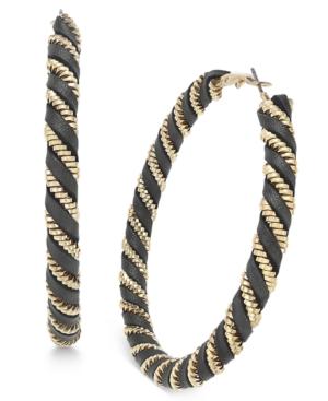 Thalia Sodi Gold-tone Jet Pvd Braided Hoop Earrings, Only At Macy's