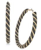 Thalia Sodi Gold-tone Jet Pvd Braided Hoop Earrings, Only At Macy's