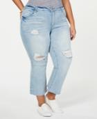 Dollhouse Juniors' Plus Size Distressed Cropped Flare-leg Jeans