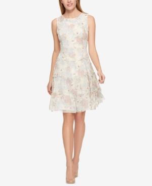 Tommy Hilfiger Textured Ruffle-detail Dress, Created For Macy's