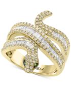 Effy Diamond (9/10 Ct. T.w.) & Tsavorite Accent Snake Ring In 14k Gold