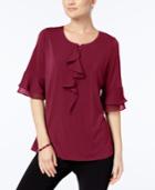 Ny Collection Ruffled Bell-sleeve Top