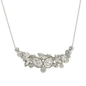 2028 Silver-tone Genuine Swarovski Cluster Crystal Necklace 16 Adjustable