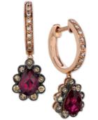 Le Vian Fiery Reds Raspberry Rhodolite Garnet (1-3/4 Ct. T.w.) And Diamond (1/3 Ct. T.w.) Drop Earrings In 14k Rose Gold