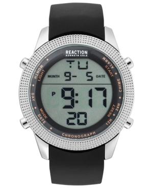 Kenneth Cole Reaction Men's Digital Black Silicone Strap Watch 50mm