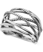 Carolyn Pollack Crisscross Statement Ring In Sterling Silver