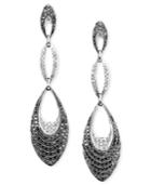 14k White Gold Earrings, Black And White Diamond Triple Drop (2 Ct. T.w.)