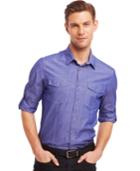 Kenneth Cole Reaction Core Long Sleeve Iridescent Chambray Slim-fit Shirt