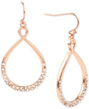 Charter Club Rose Gold-tone Pave Hoop Drop Earrings, Created For Macy's