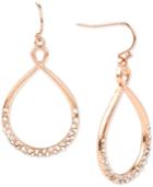 Charter Club Rose Gold-tone Pave Hoop Drop Earrings, Created For Macy's