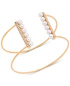 Majorica Sterling Silver Imitation Pearl & Cubic Zirconia Wire Cuff Bracelet