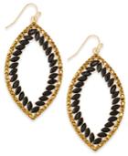 Inc International Concepts Gold-tone Pave & Jet Stones Open Drop Earrings, Created For Macy's